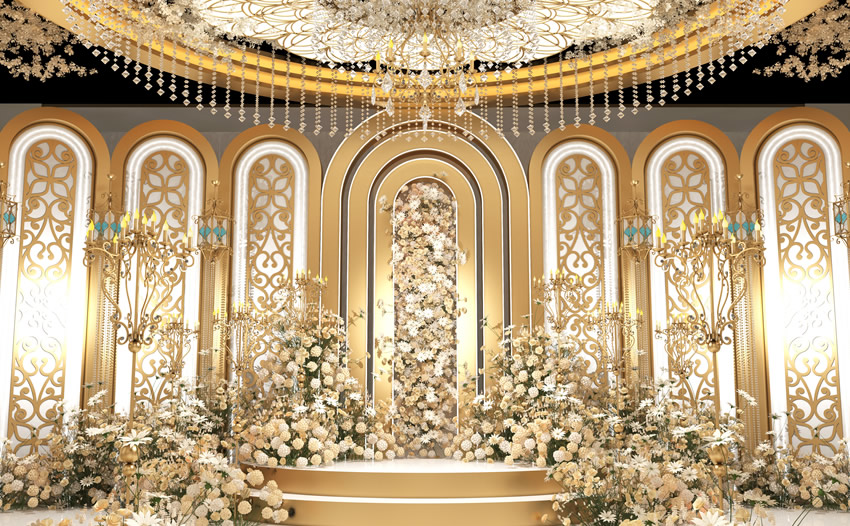 崇州香槟色调婚礼堂效果展示