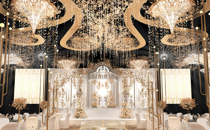 崇州花木兰喜事汇金色大厅效果展示